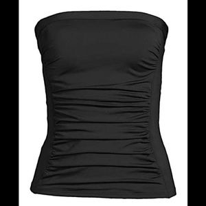 New Land’s End Plus reg size Bandeau tankini top removable straps black …